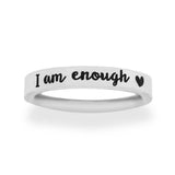 i am enough heart silver ring