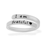 i am grateful heart silver ring