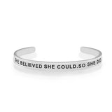 she believed she could so she did bracelet silver