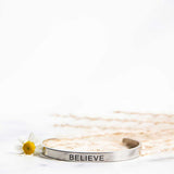 believe silver bracelet flower