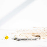 she believed she could so she did bracelet silver flower