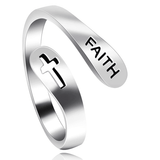 faith silver wrap ring cross