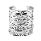 Silver Inspirational Cuff Phrase Bracelets