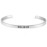 Silver Inspirational Cuff Phrase Bracelets