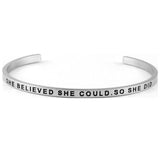 Silver Inspirational Cuff Phrase Bracelets