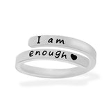 i am enough heart sterling silver ring