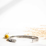 i am enough silver bracelet arrow flower