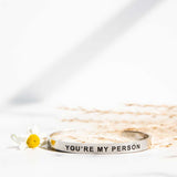 you're my person silver bracelet flower